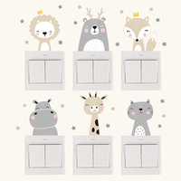 6pcs/set baby room decoration Cute Smile Cartoon Animals wall Stickers for Kids Room Nursery Room Wall Decals Stars Home Decor