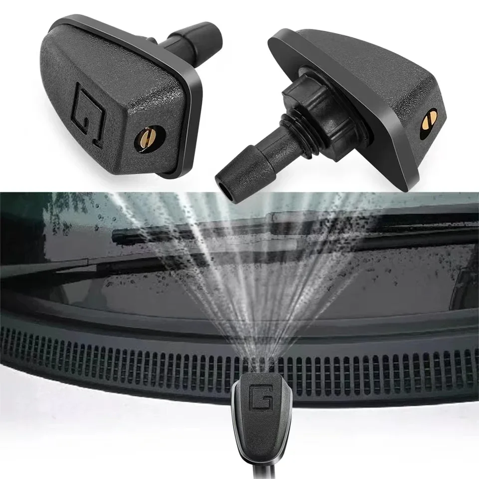2 Pcs/Set Car Universal Front Windshield Wiper Nozzle Jeter Kits Sprinkler Water Fan Spout Cover Washer Adjustment