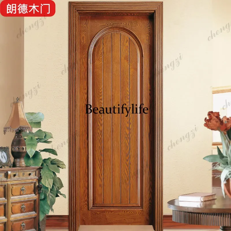 Y136 Y136 American simple red oak open paint bedroom set custom kitchen and bathroom multi-layer solid wood home swing door