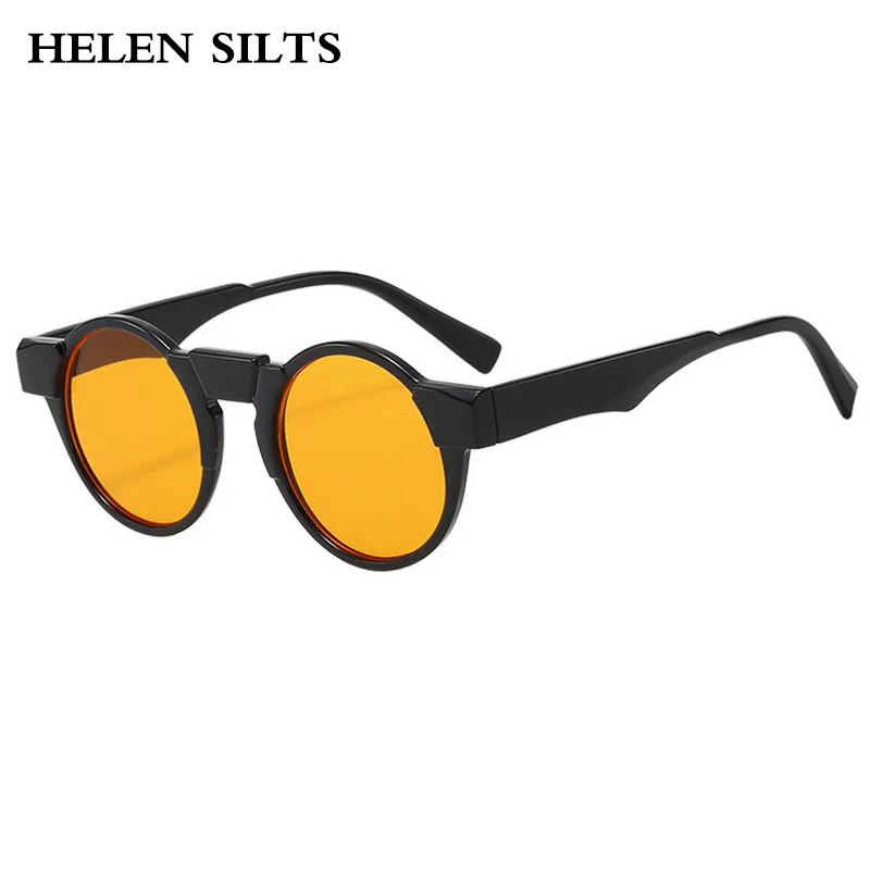 

Fashion round Sunglasses UV400 Retro Punk Yellow Pink Shades for Women Men Trending Popular Sun Glasses
