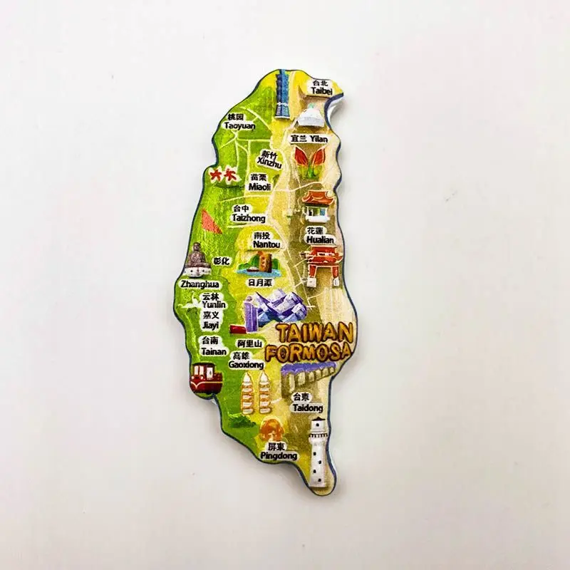 Taiwan Travel Souvenir Refrigerator Magnet Creative 3D Resin Map High-Value Decoration Magnetic Gift