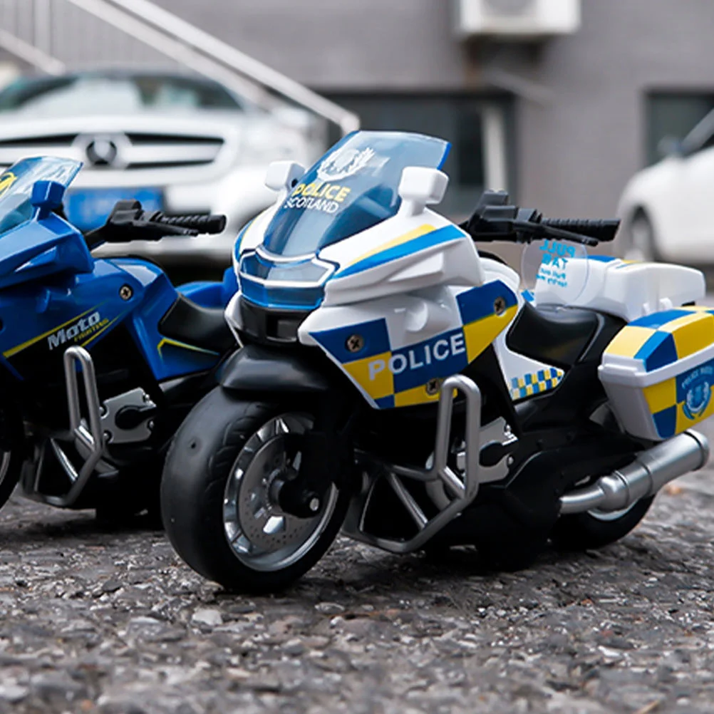 Men's Racing Cop Car Toy Educational Motorcycle Toys Boxed Blue Alloy Mini