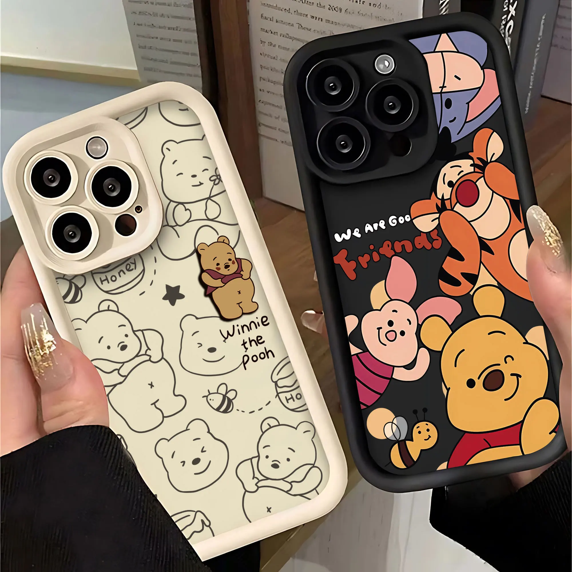 Winnies the Poohs Disneys New Hot Phone Case for IPhone 16 15 14 13 12 11 Pro Max Mini XR XS X 7 8 Plus Soft TPU Back Cover