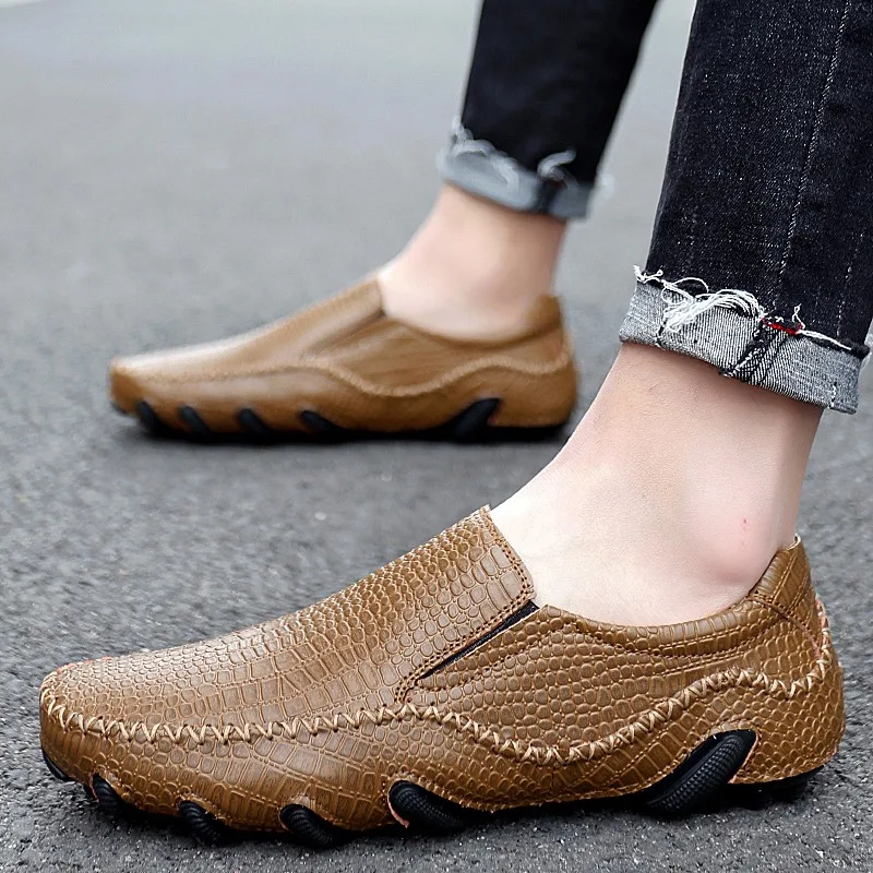 

Spring New Large Men Loafers with Octopus Sole Crocodile Pattern Soft Sole Soft Surface Suitable for Driving Casual Shoes