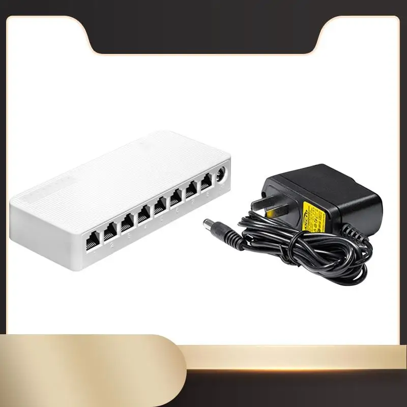 

8 Port 100Mbps Ethernet Switch White Oxygen-Free Copper With Power Cable US Plug-N36R
