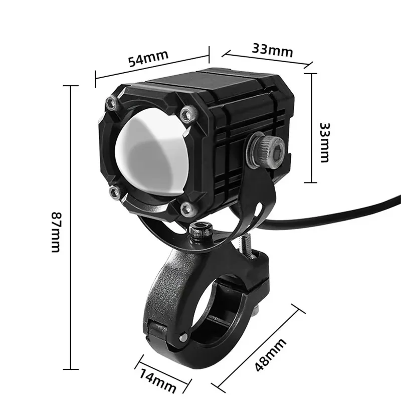 Motorcycle LED Auxiliary Headlight Work Light High And Low Beams Universal 12V Headlights For SUV Off-road E-bike Fog Light