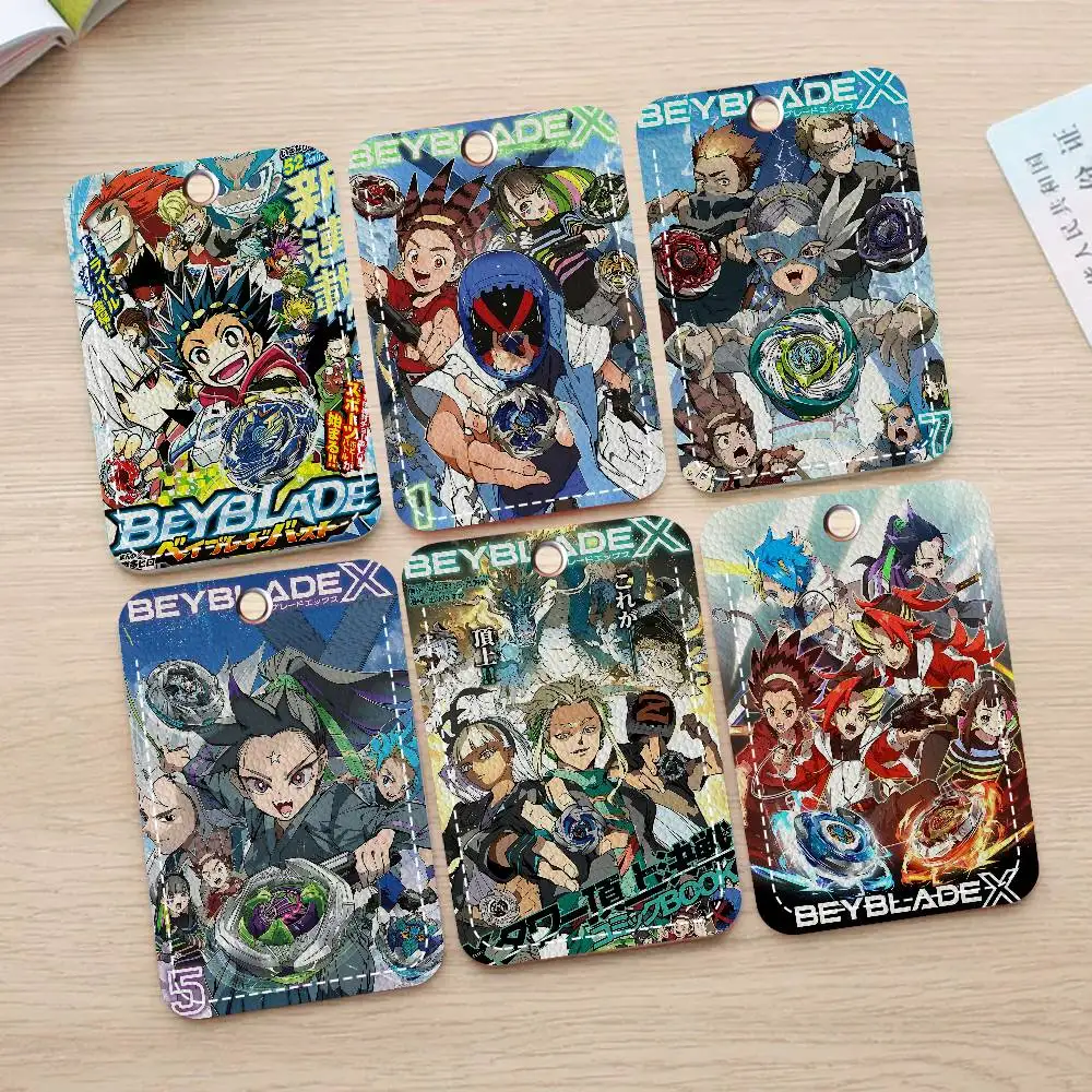 Anime B-Beyblade X Vintage Style PU Access Card Holder With Keychain - Executive Protection For Bank Card,Subway, Bus Card Case