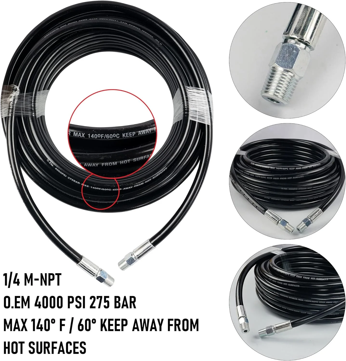 Municipal Drainage Pipe Flushing Kit High Pressure Wash Hose Water Rat Sewer Jet Nozzle For Clogged Sewage Pipeline Cleaning