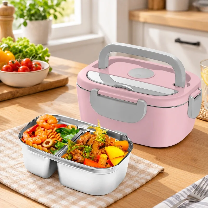 Electric 1.5L Food Warmer with 65W Power, Leakproof 304 Stainless Steel Container, Ideal for Vehicle and Household Use