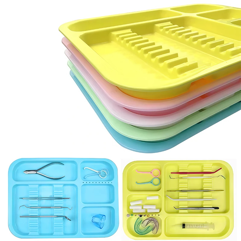Dental Divided Placement Box Colorful Plastic Separators Tray  Instruments Trays Autoclable Odontologia Laboratory Too