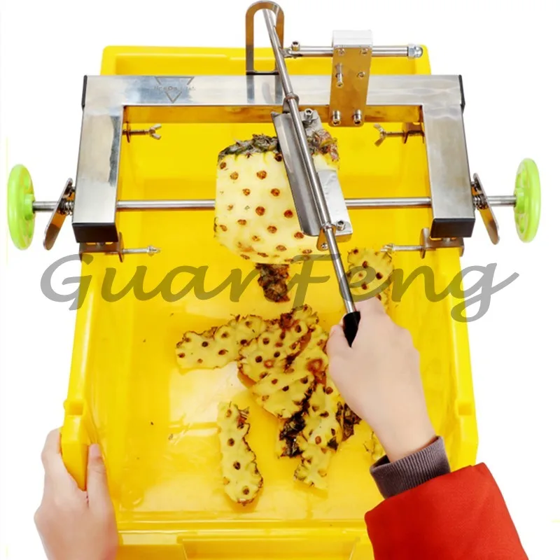 Semi‑Automatic Hand Crank Stainless Steel Pineapple Peeler, Fruit Peeler with Eye Remover for Kitchen Commercial Use