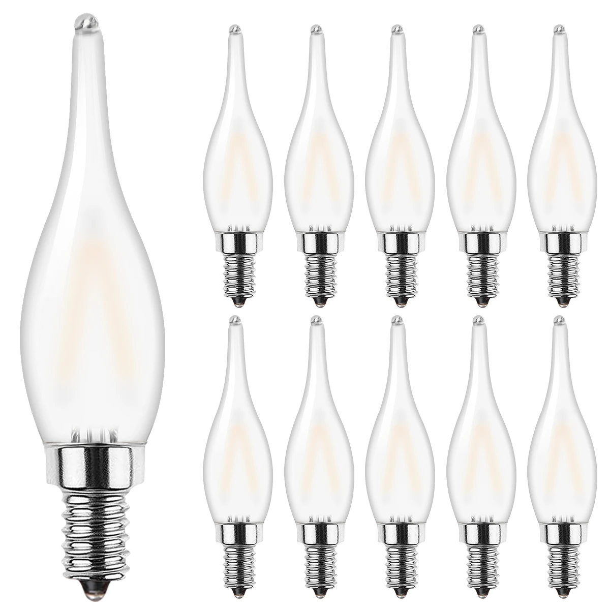 GANRILAND-bombillas de vela Led esmeriladas de 1,5 W, Base de candelabro E12 E14, blanco cálido, 2700K, Bombilla de decoración regulable para luz de