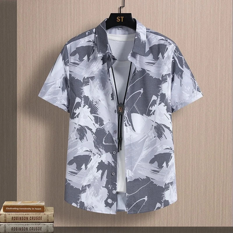 Designer Trend Mens Shirts Bamboo Fiber Short Sleeve Breathable Comfort Summer Cool Casual Male Shirts