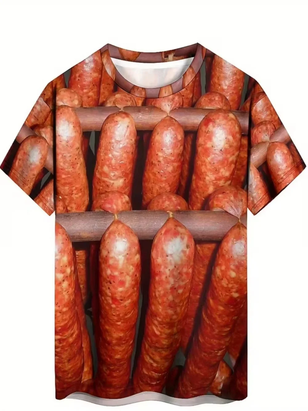Camiseta de Moda con Estampado 3D de Salchicha, Estilo Casual y Urbano para Hombre, Cuello Redondo y Manga Corta