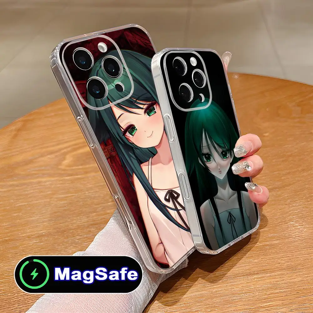 Saya no Uta حافظة هاتف محمول لهاتف آيفون 17 16 15 14 13 12 11 Air Pro Max Plus Mini Magsafe غطاء ملون شفاف غطاء فاخر