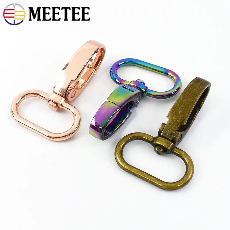 Meetee 10-50Pcs 25mm Swivel Lobster Buckle Metal Carabiner Clips for Bag Straps Keychain Spring Hook Handbag Clasp Accessories