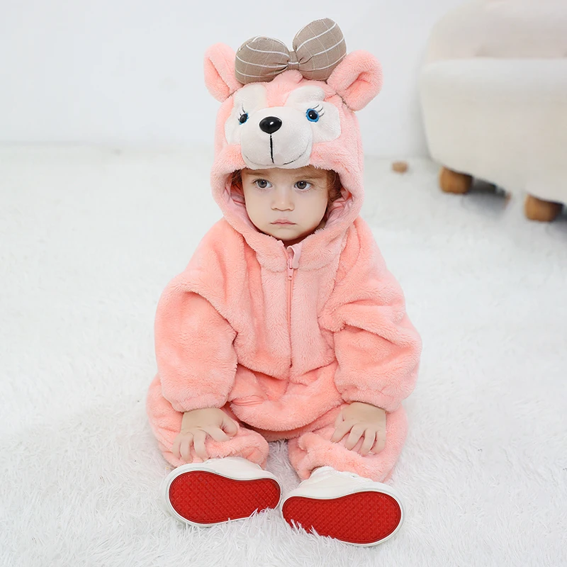 Lovely Bear Baby Girl Boy Clothes Onesie Infant Baby Romper Winter Pajamas Onesie Cosplay Costume Hooded Jumpsuits 0-3 years