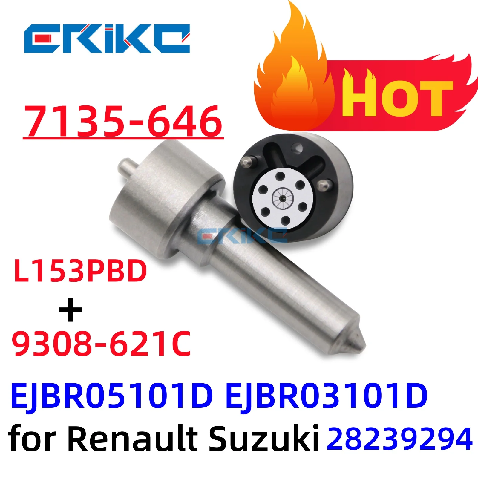

Nozzle L153PBD Fuel Injector Valve 9308-621C 28239294 Repair Kit 7135-646 for Delphi EJBR05101D EJBR03101D Renault Suzuki