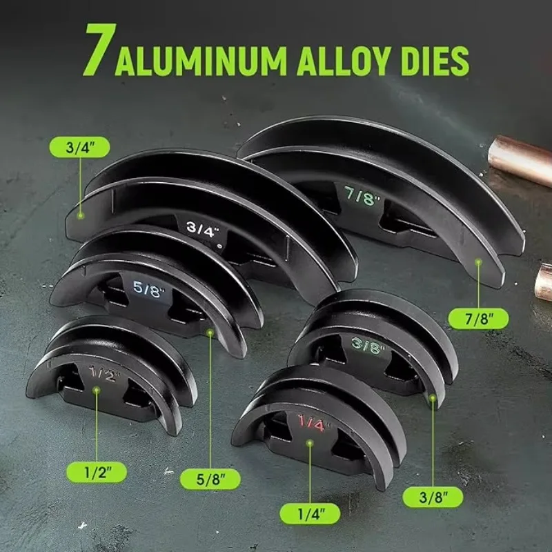 

90° Hydraulic Copper Pipe Bender Kit for 1/4-7/8 HVAC Tubing 7 Dies Included