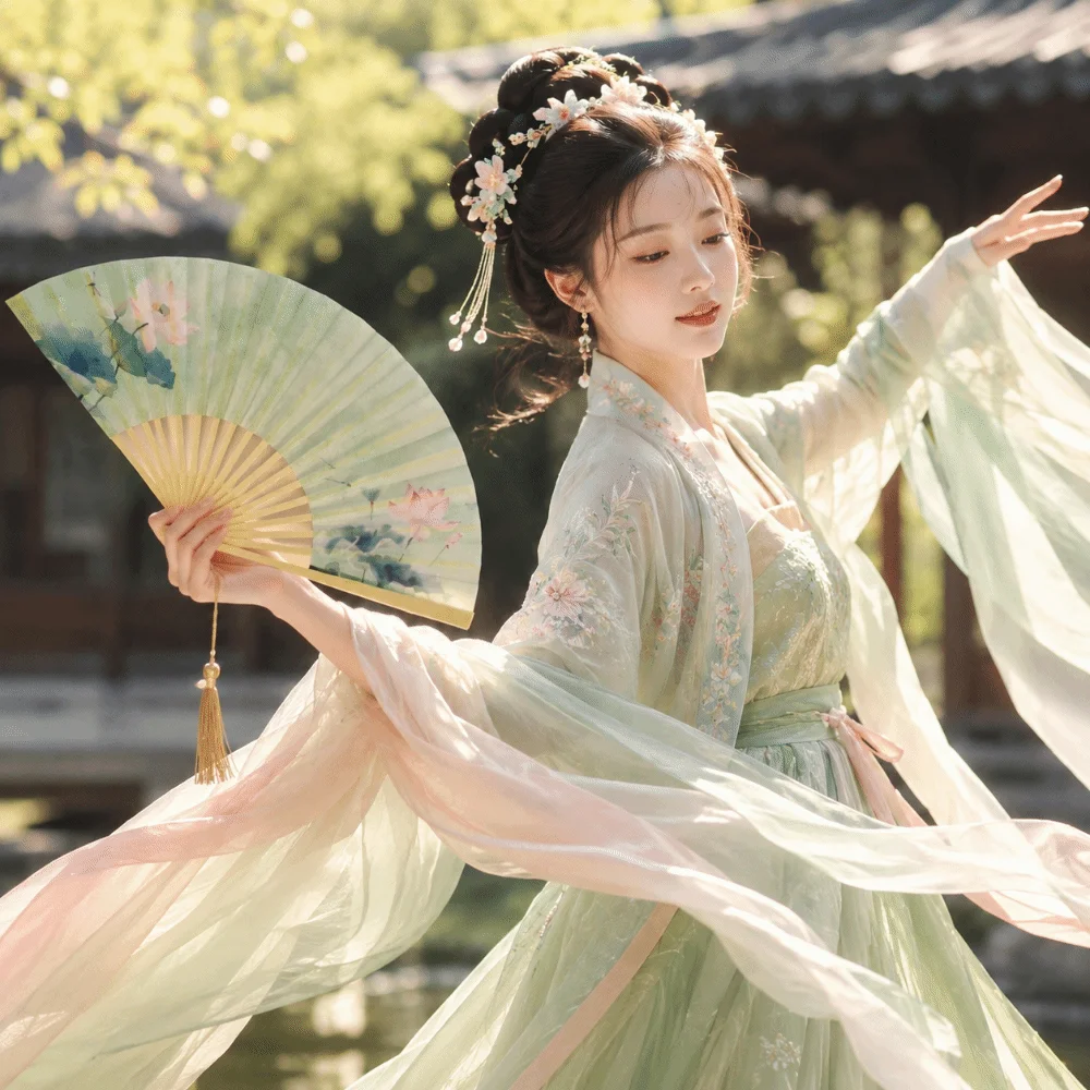 Cloth Folding Handheld Fan Chinese Style Collapsible Hand Fan Floral Printed Home Decor Decorative Fan Music Festival