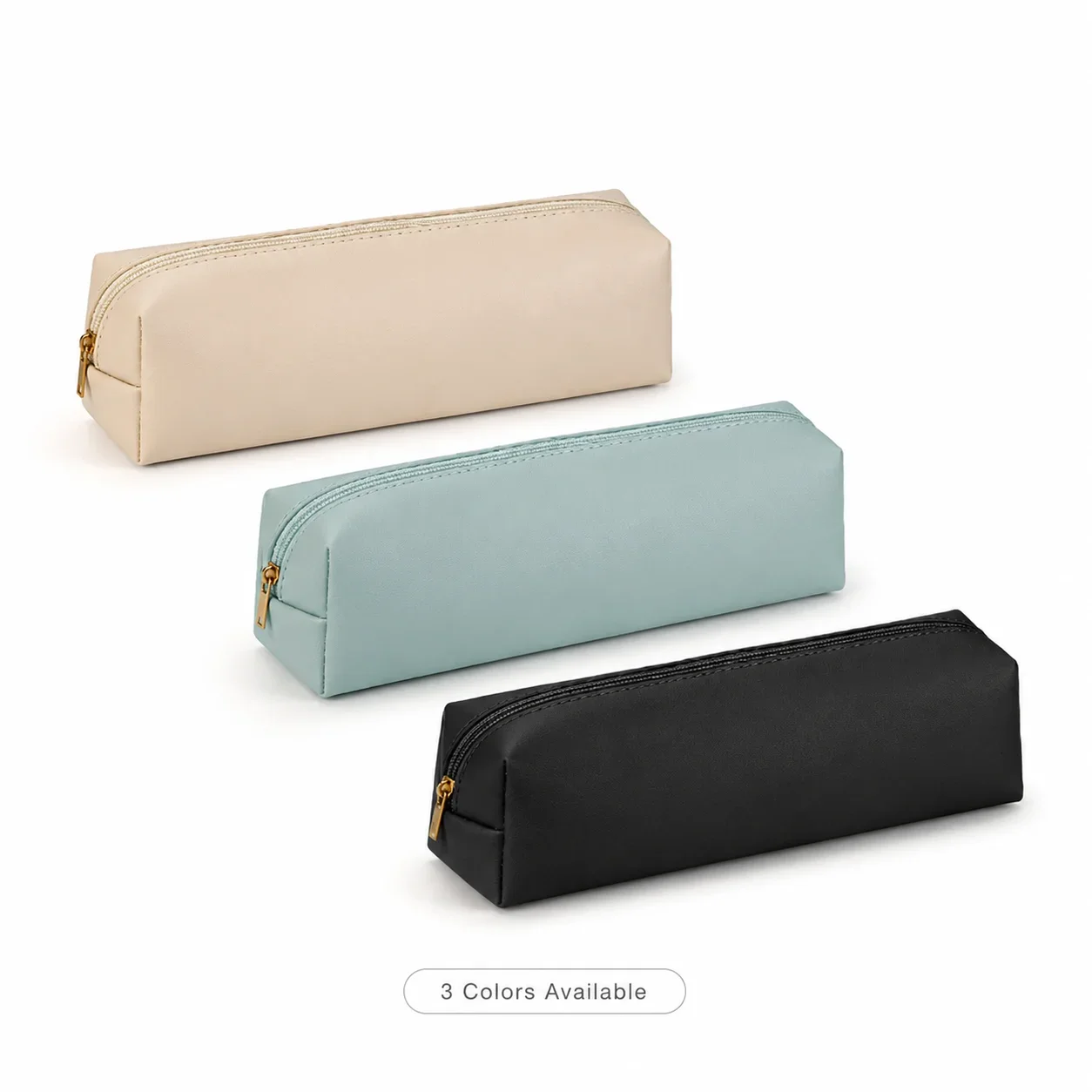 Genuine Leather Pencil Case, 3D Hard Shell Pen Bag with Zipper Closure, Large Capacity for Office School