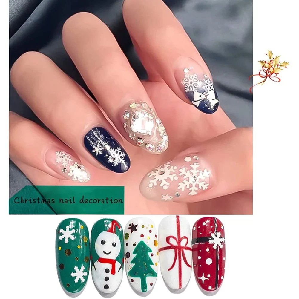 ABNL 12 Grid Snowflake Nail Glitter Sequins Art Decals Holographic Christmas Glitter Nail Jewelry Decoration