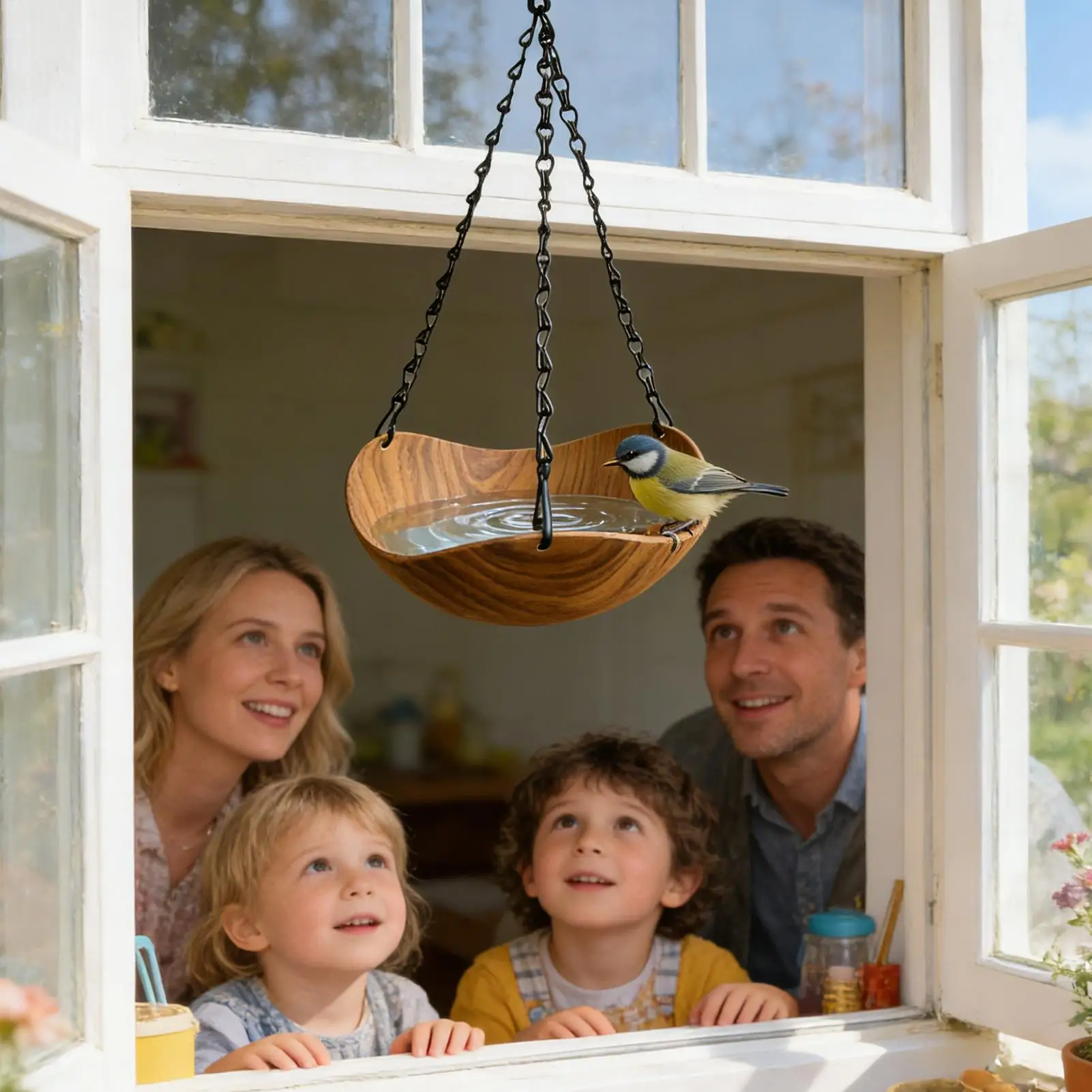 Bird Baths for Outdoors Wooden Bird Bath Feeder Water Bowl Wild Bird Feeders Tray for Park Deck Yard Porch Courtyard Backyard - view 5