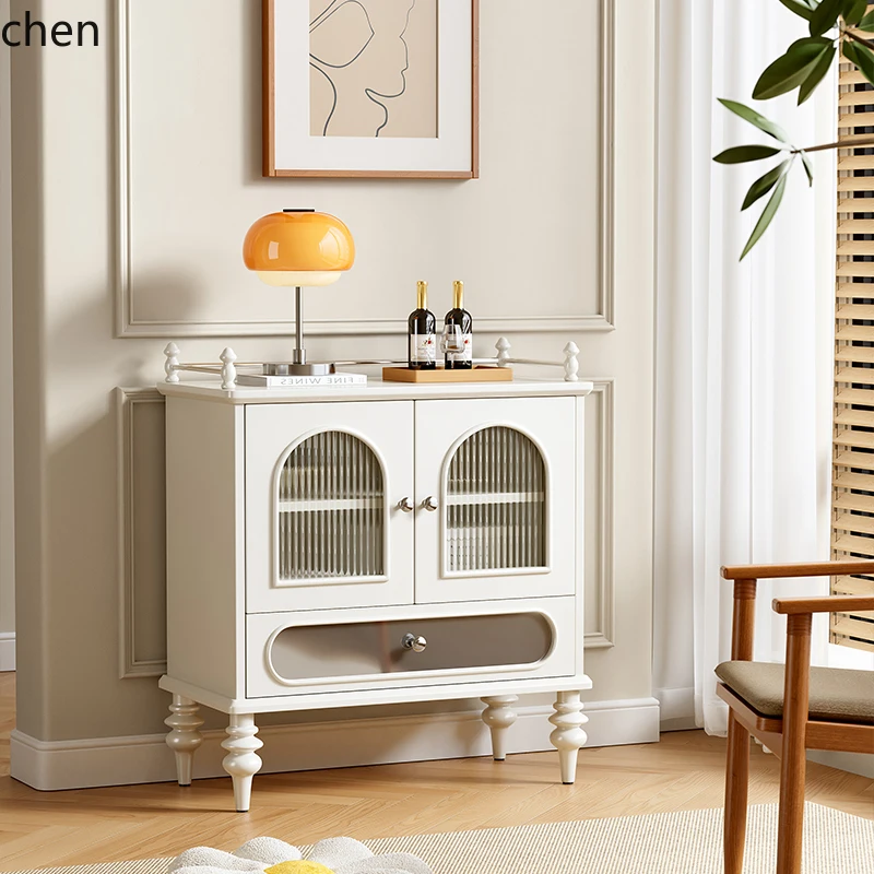 

LXC solid wood dining side tea retro light luxury sofa cabinet modern and simple