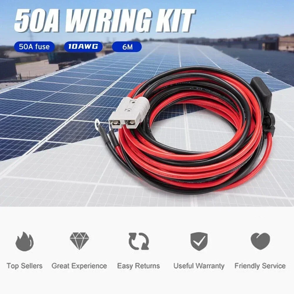 50A Wiring Kit Battery Cable Quick Connect Wire 12V 6m For Anderson Type Plug Battery Cable Quick Connect 600V 8AWG Kits