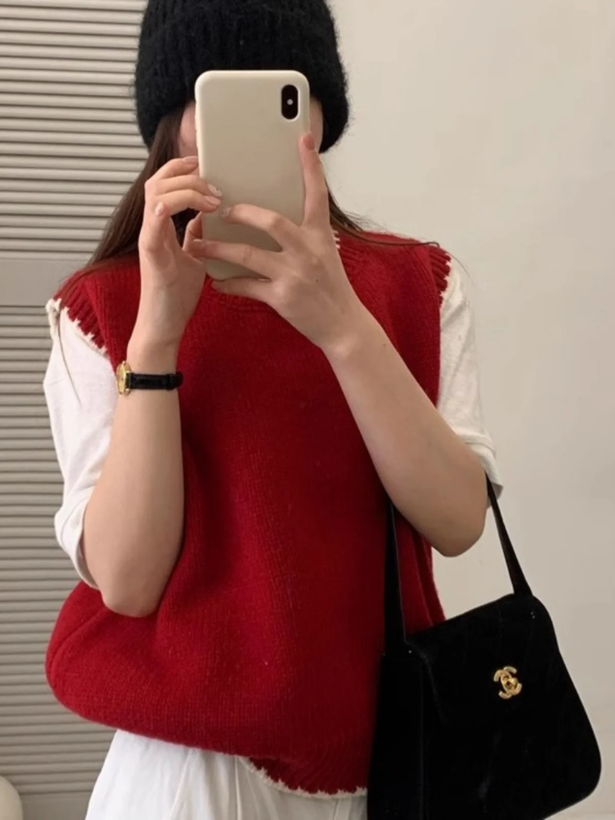 

Korean Sle round Ne Knitted Vest Women's Spring Loose Svel Sweater Top Layering Clothing Comfortable Thermal Wear