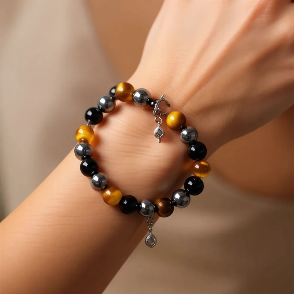 

Браслет с целебными свойствами, вдохновленный природой, 8 мм, с обсидианом, тигровым глазом и шестью камнями, для мужчин и женщин, размеры S, M, L