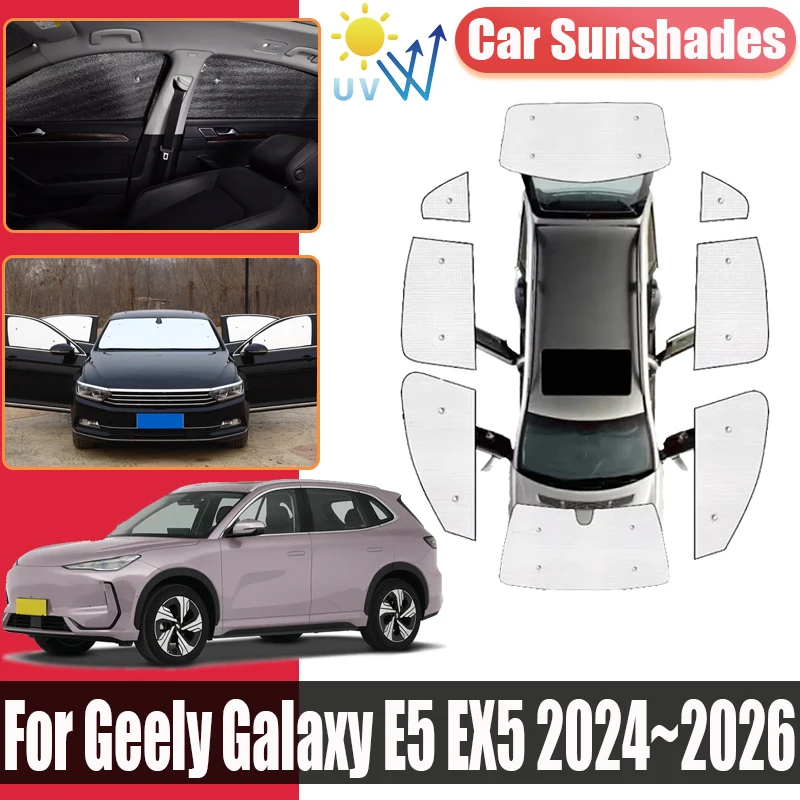 

Car Window Visor For Geely Galaxy E5 EX5 Proton eMas 7 2024 2025 2026 Full Coverage Sunshades Anti-UV Privacy Blocks Accessories