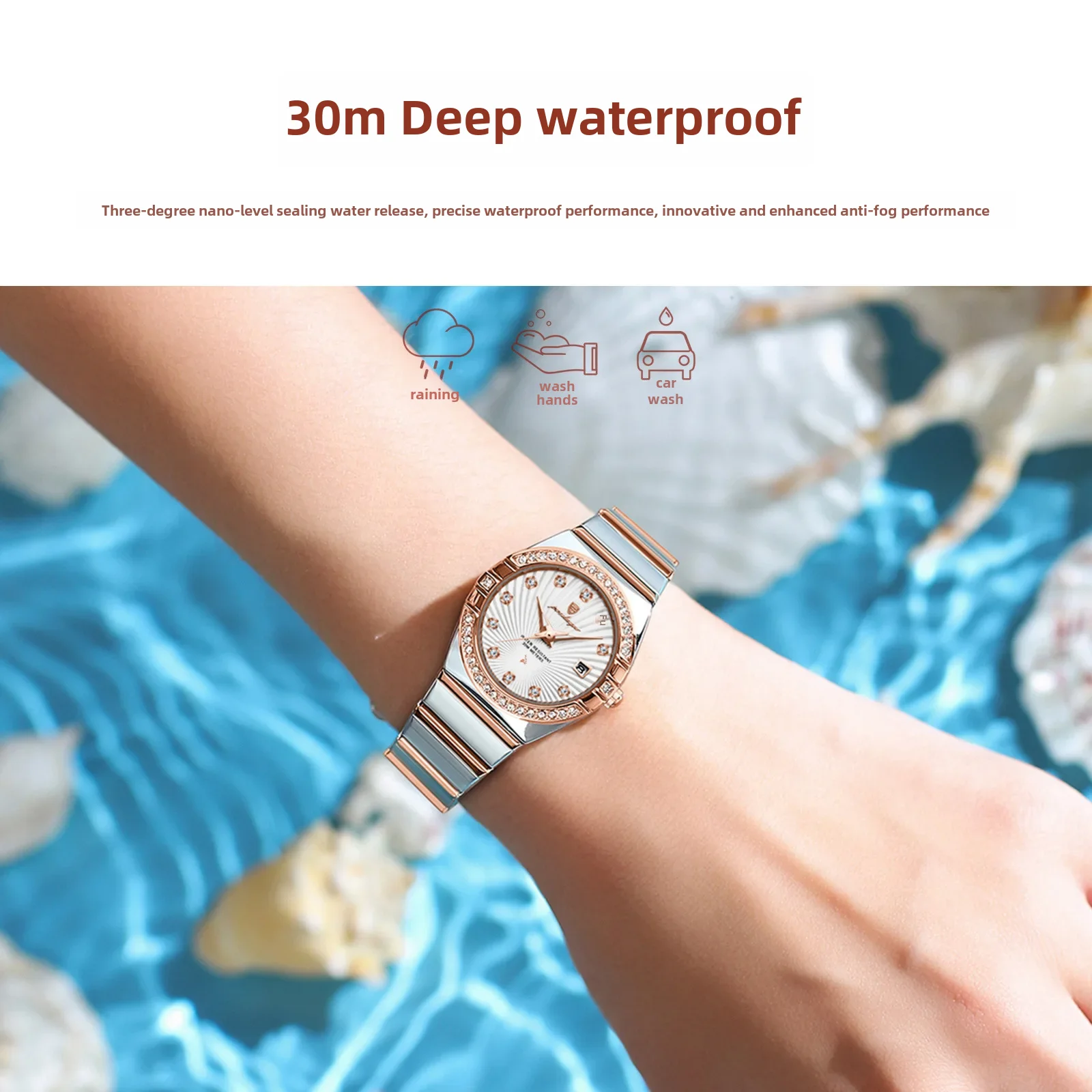 New Swiss Brand Women's Watch Waterproof Luminous Ultra-thin Wristwatch Live Broadcast Popular Export Model One-piece Agency