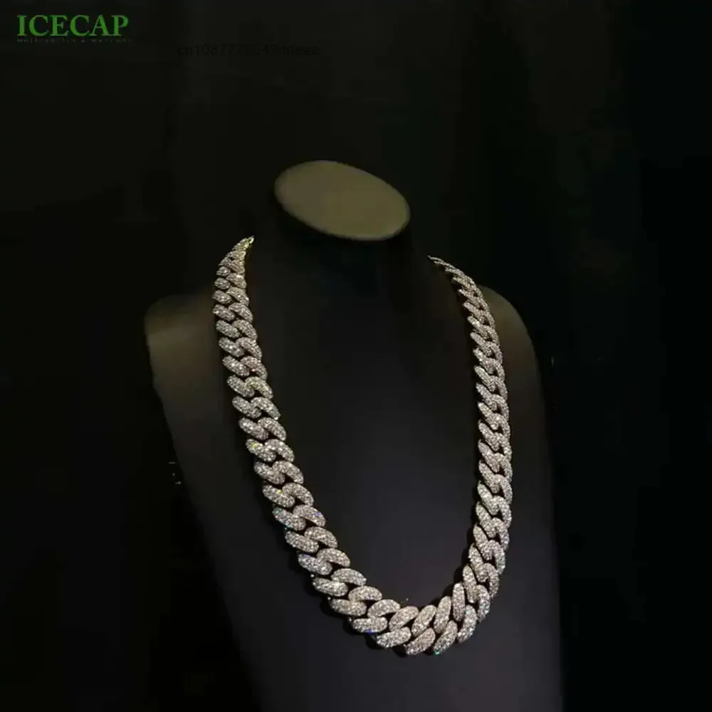 

Sterling Silver Large Cuban Chain Necklace Vvs Moissanite Diamond Link Chain Iced Out Cuban Link Chain Hip Hop Jewelry