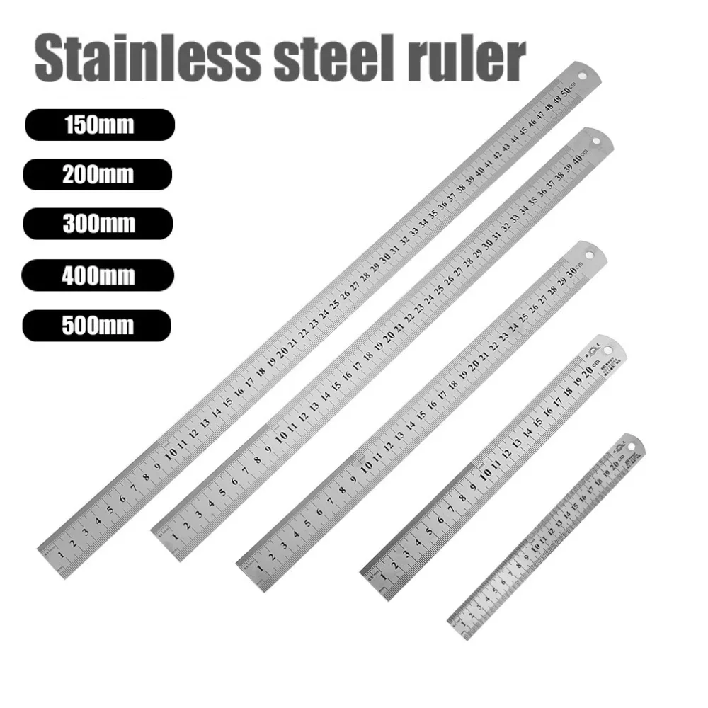15/20/30/40/50cm Precision Double Side Stainless Steel Metal Straight Ruler Measuring Tool School Office Supplies