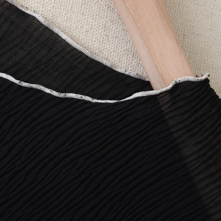 Sommer Neue runde Ne Pullover Dünne Plissee Elastische Abnehmen frauen Farbe Personali Dünne irt Polyester Faser 00%