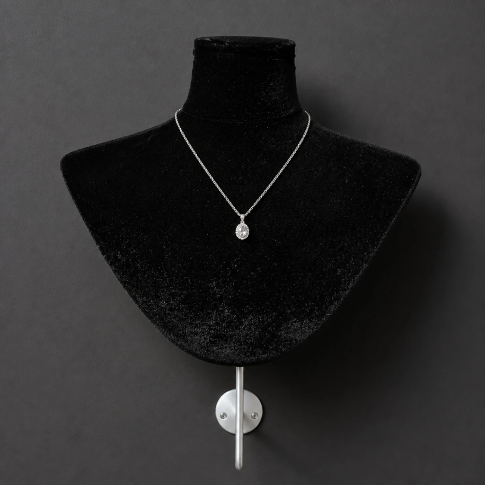 Wall-Mounted Bust Display with Hook Space-Saving Necklace Mannequin Display Stand Velvet Bust Form Compact Professional