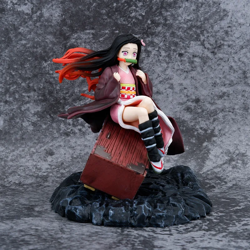 17cm Demon Slayer Kamado Figure Nezuko Tanjirou Ornament Statue Collectible Model Doll Gift Desk Bedside Kids Toy Birthday