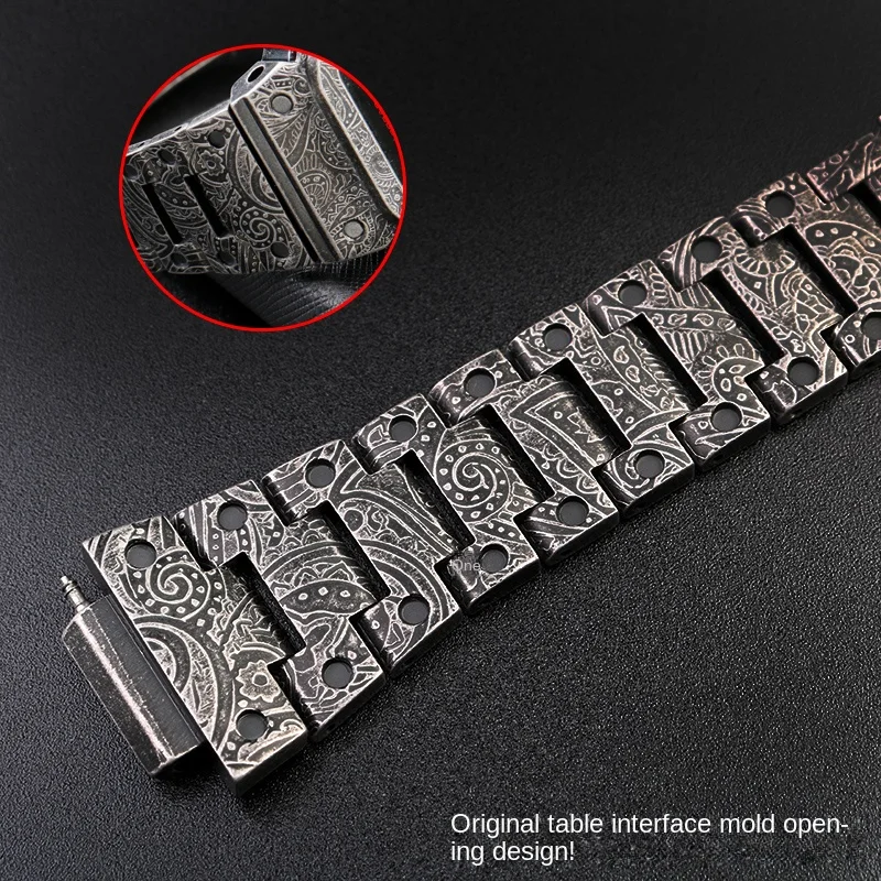 For Casio small square dw5600 GW-b5600 5610 Retro Vintage engraving modified men\'s watch band and case 316 Stainless steel strap