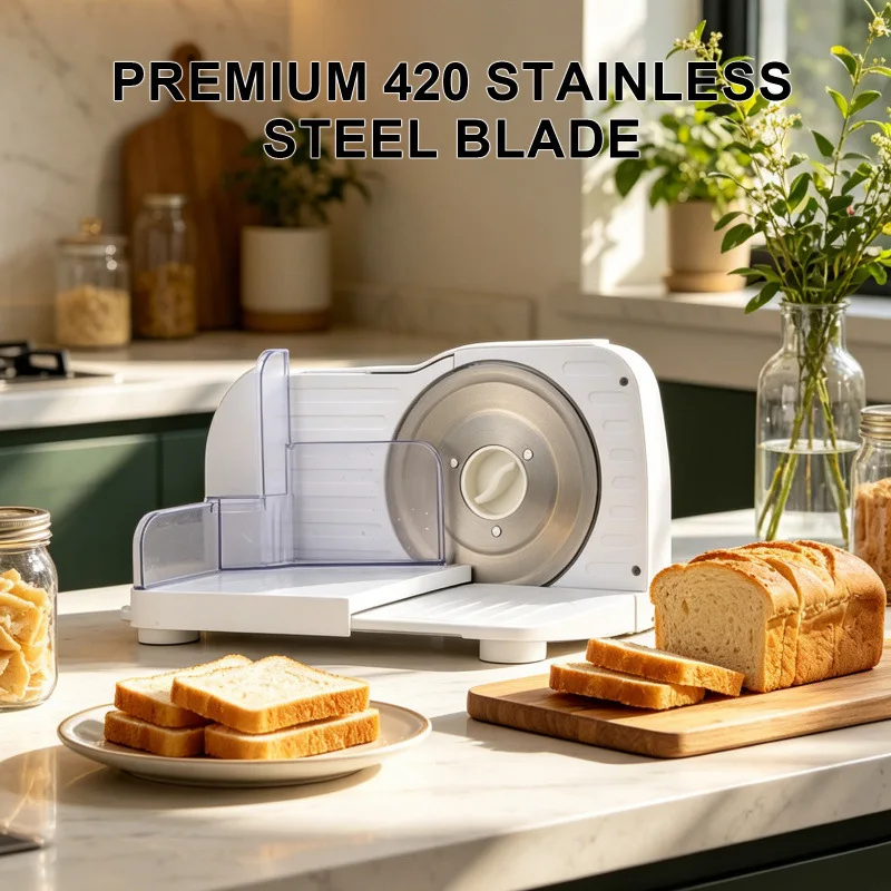 Slicer Stainless Steel Blade Adjustable Thickness Food Cutting Machine Slices Meat Cheese Bread Detachable Easy Cleaning