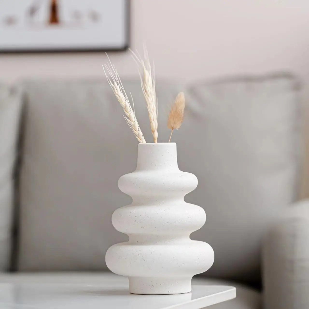 Plain firing simple vase frosted granule flower arranger ceramic living room ornaments desktop decoration