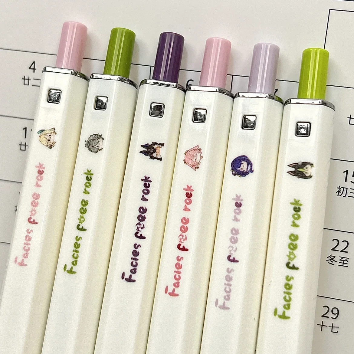 

Anime Genshin Impact Cosplay Cute Stationery for Students Q Profile Picture Touch 0.5mm Quick Dry Press Brush Gel Black Pen
