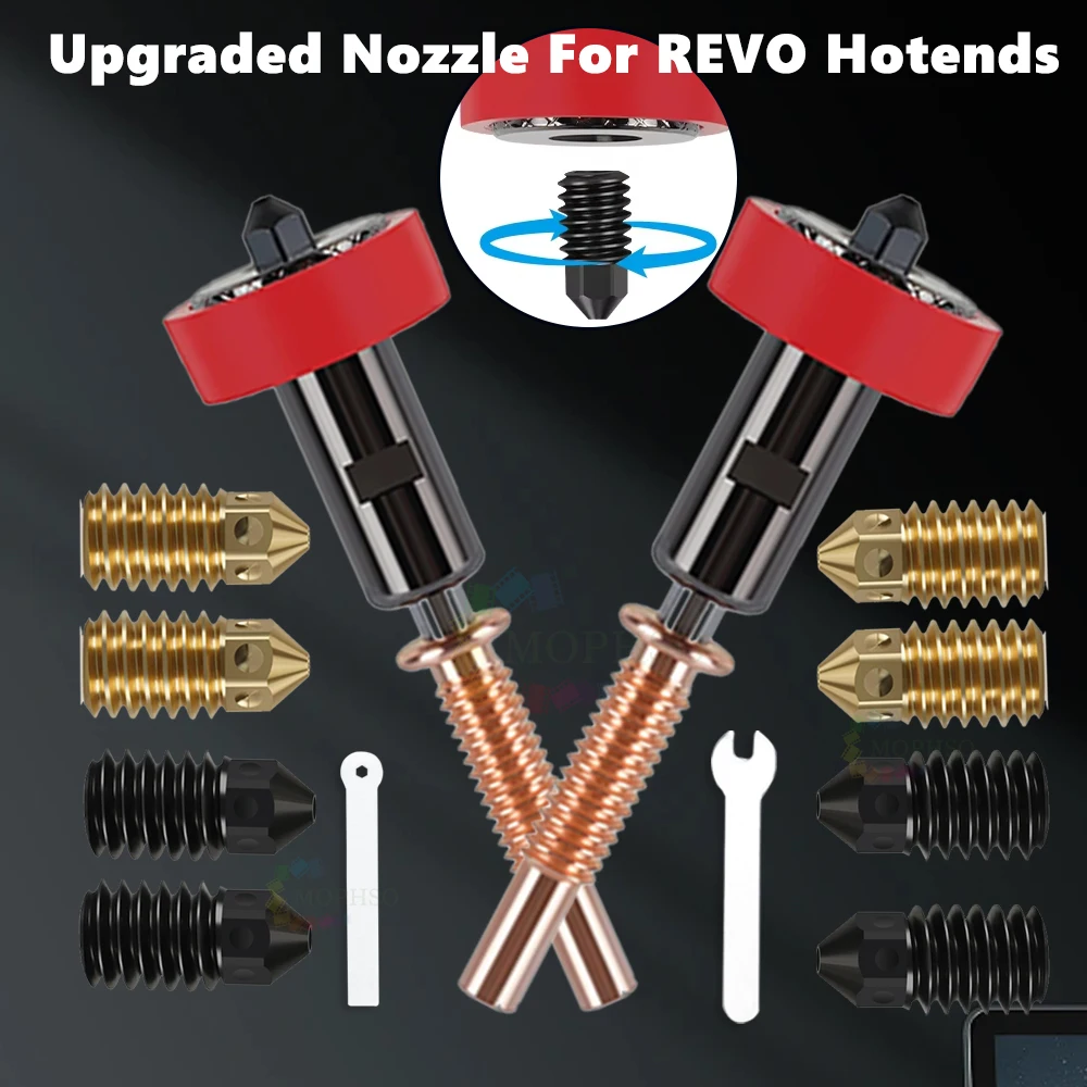 Flow Hardened Steel/Copper/Titanium /TC4 Material Upgraded Standard 0.2mm/0.4mm/0.6mm/0.8mm Replaceable Nozzles For REVO Hotend