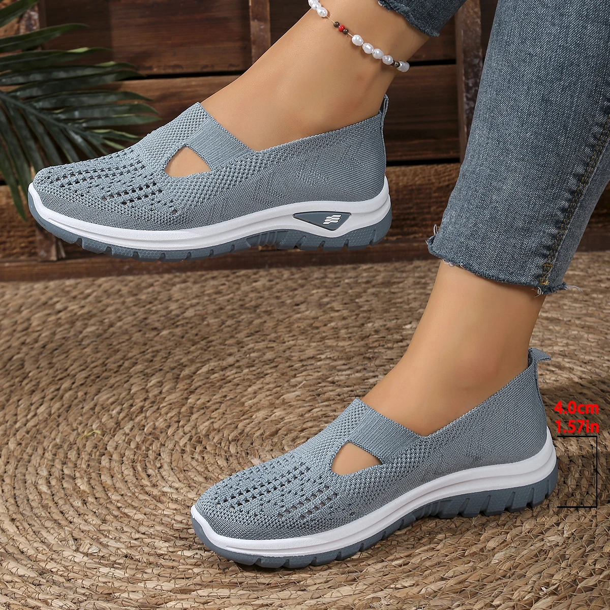 أحذية نسائية صيفية - حذاء رياضي كاجوال، تصميم نعل غير قابل للانزلاق، جزء علوي منسوج يطير أكثر أحذية بيع صديقة للبشرة مع شحن مجاني