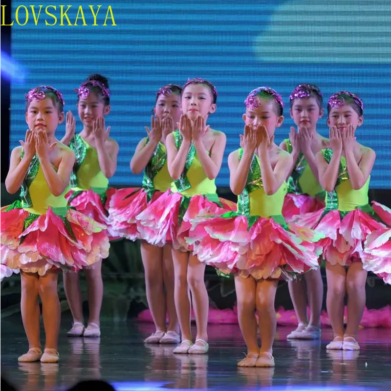 Internationale Kinderdag Chinese Performance Kostuum Kinderen Jasmijn Dansjurk Petal Kostuum Toneelkostuum