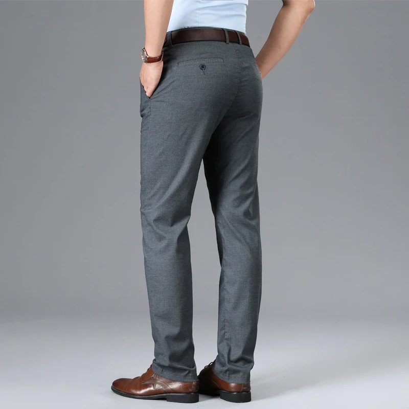 

Business Casual Pants Men's Ultra-Thin Summer Casual Daily Office Elastic Loose Straight Non-Ironing Dad Suit Pants