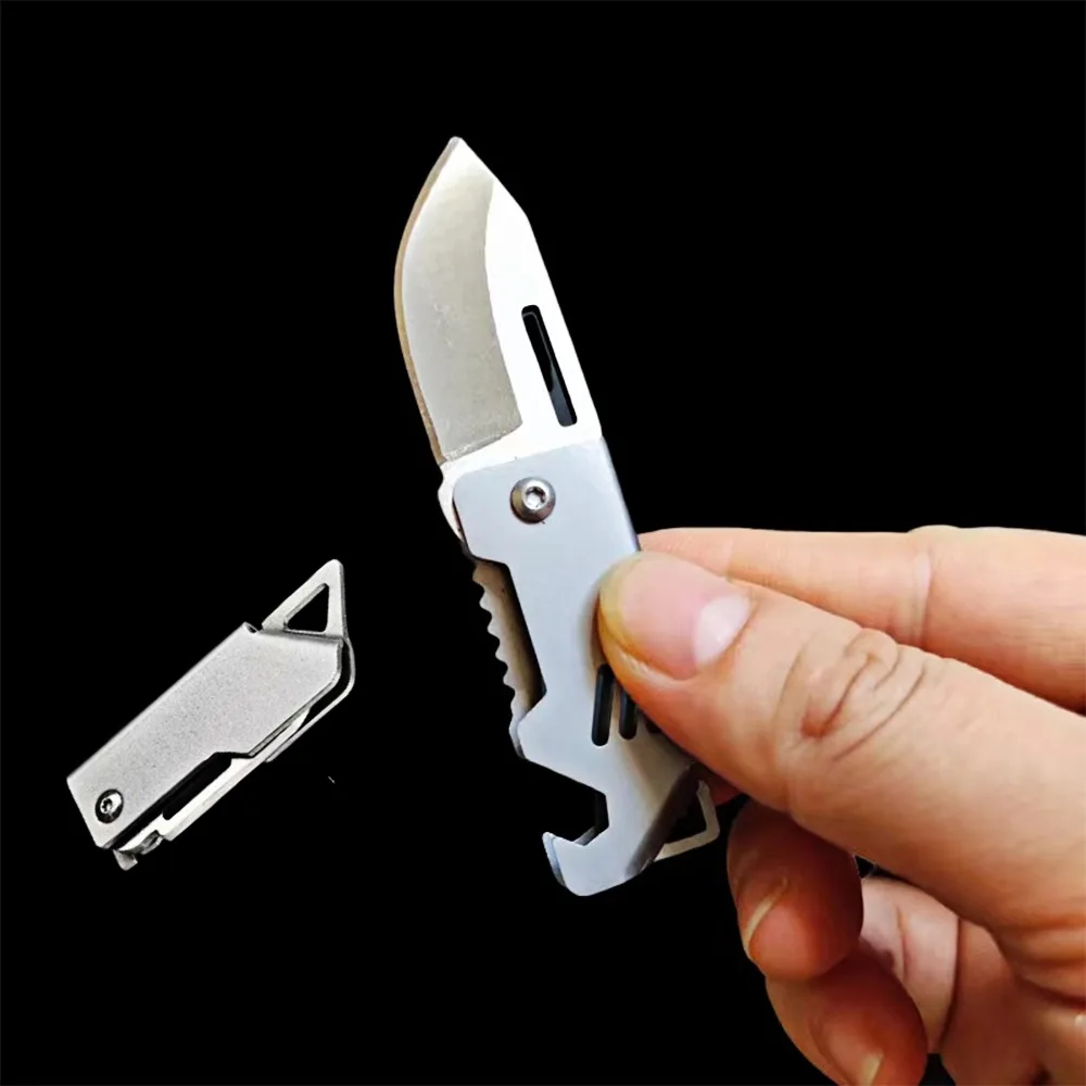 New Outdoor Mini Portable Stainless Steel Camping Self Defense Emergency Survival Knife EDC Folding Portable Keyblade