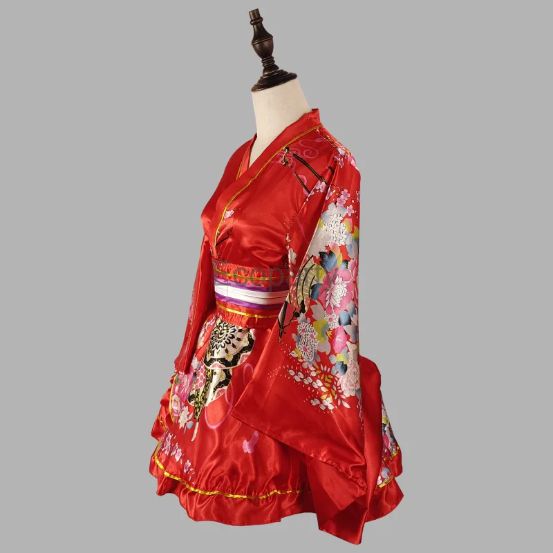 Gaun Kimono kostum tradisional Jepang untuk wanita Sakura Yukata Haori kostum Cosplay Anime gadis Kawaii Jepang kostum pertunjukan panggung