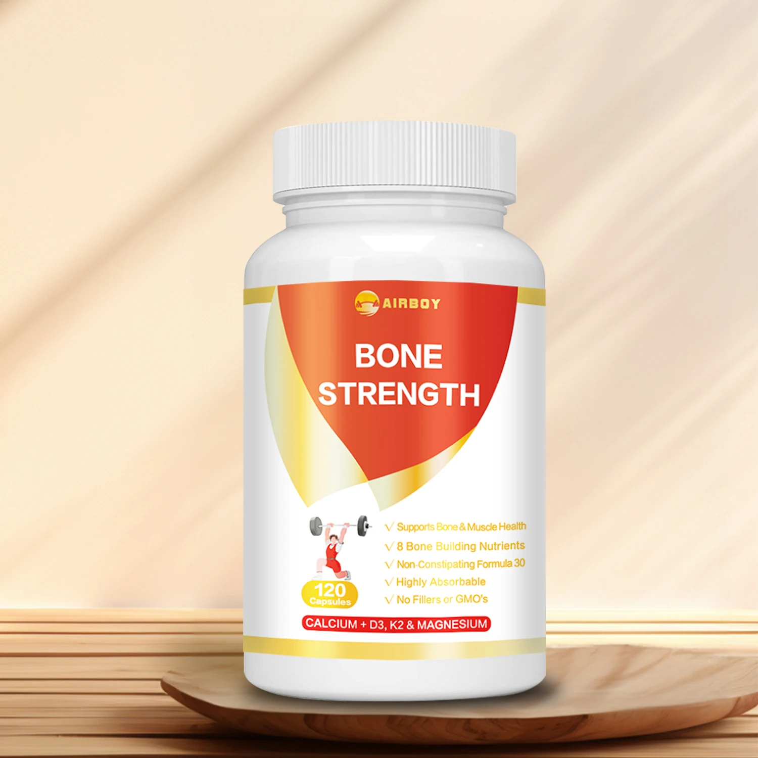 

Bone Strength - with Calcium, Vitamin D3, K2, Magnesium - Bone Health, Promote Calcium Absorption, Improve Immunity