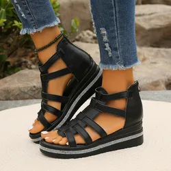 Sandalias De Mujer  2024 Summer Shoes for Women Plus Size 36-43 Women Platform Sandals Black White Beige Wedge Zapatos De Mujer